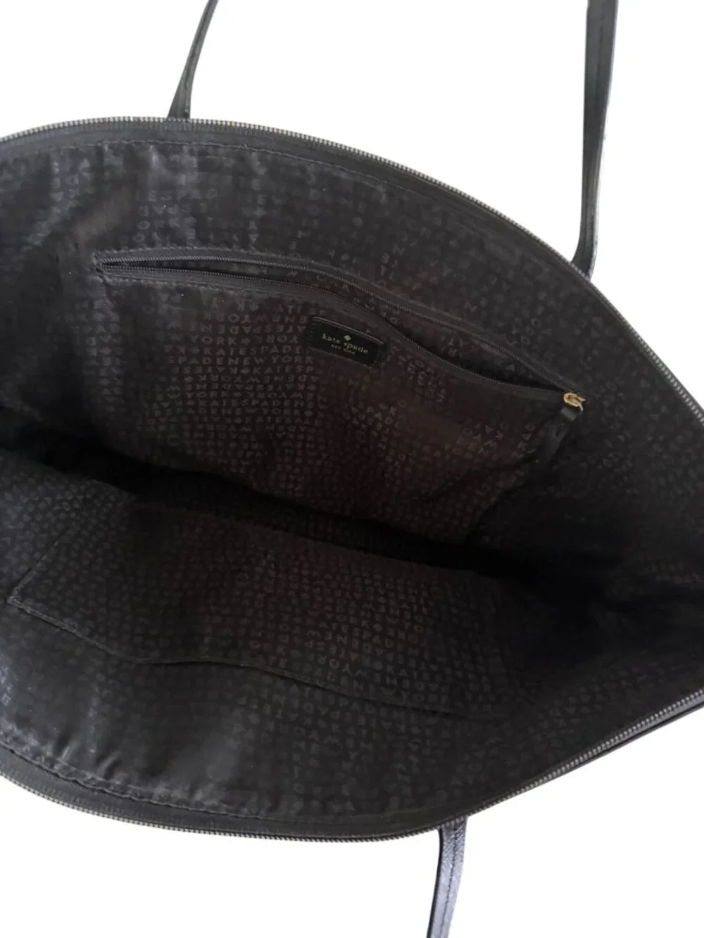 KATE SPADE Black Silver Saffiano Leather Glitter Tote Bag